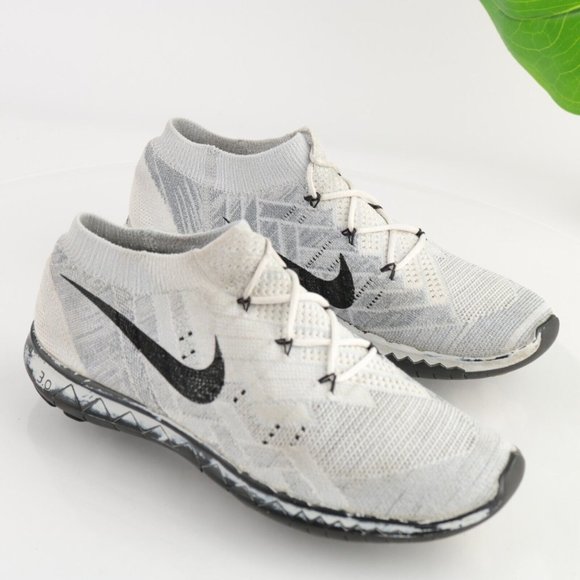 Nike Free Women's 3.0 Flyknit Running Shoe Size 8.5 Mid Gray White Black - Picture 3 of 13